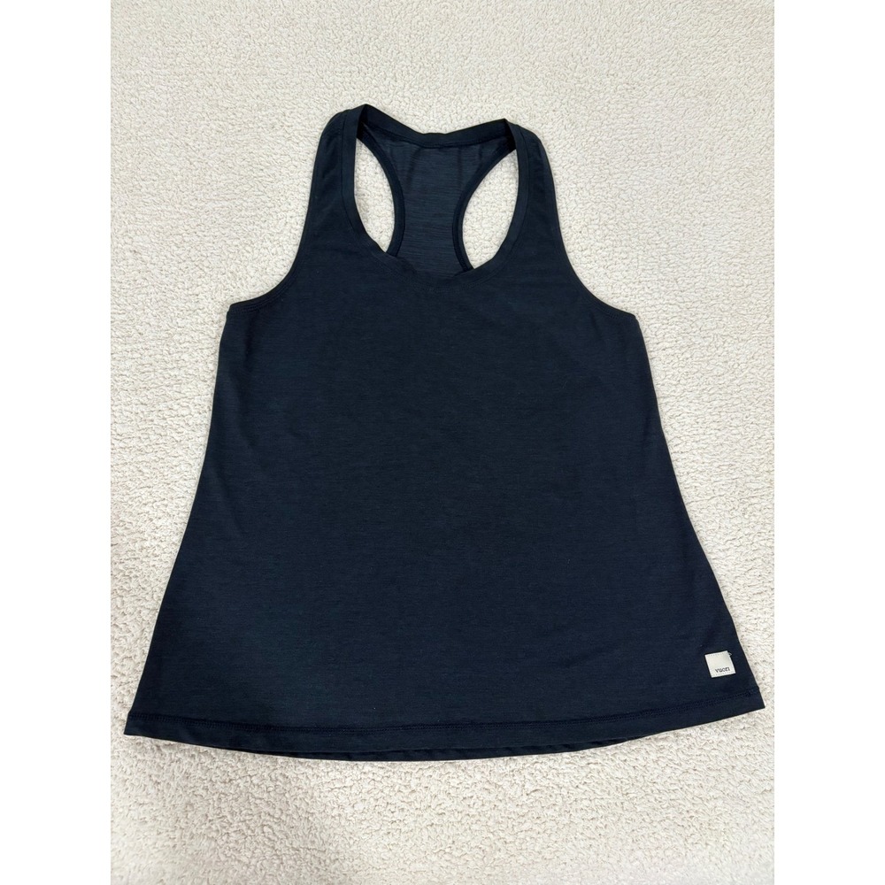 Vuori Women's Racerback Tank Navy Black Heathered Soft Stretch Halo Energy